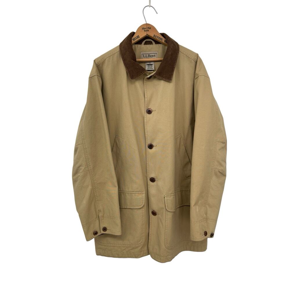 Vintage LL Bean Chore Barn Coat Corduroy Collar Flannel Lined Men’s Size Large